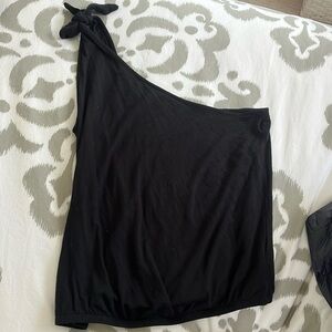 One shoulder black tank